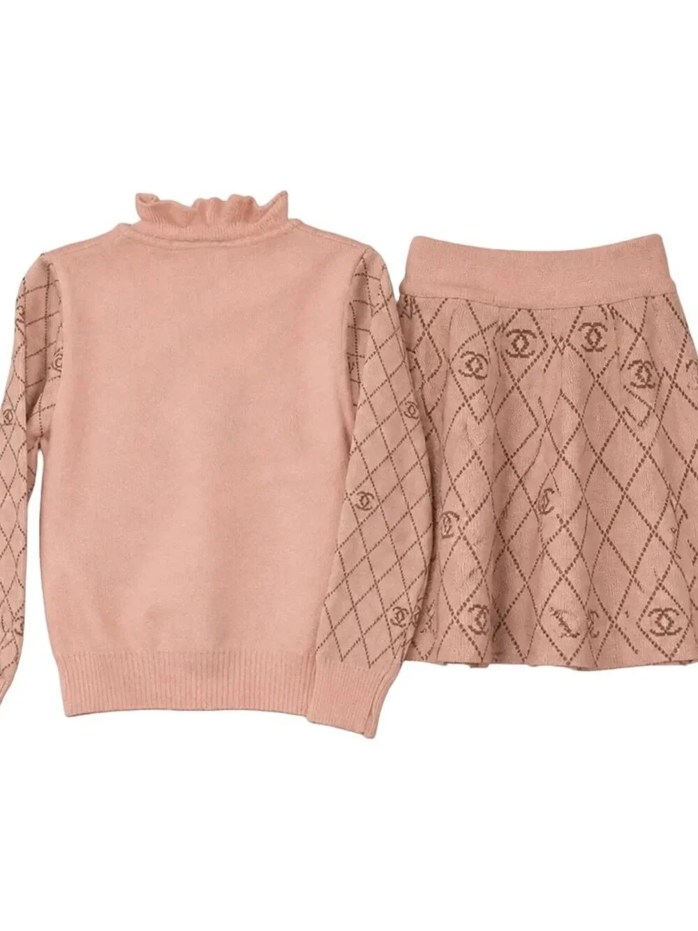 Pink Two Piece Outfit Adorable Sequin Design Set